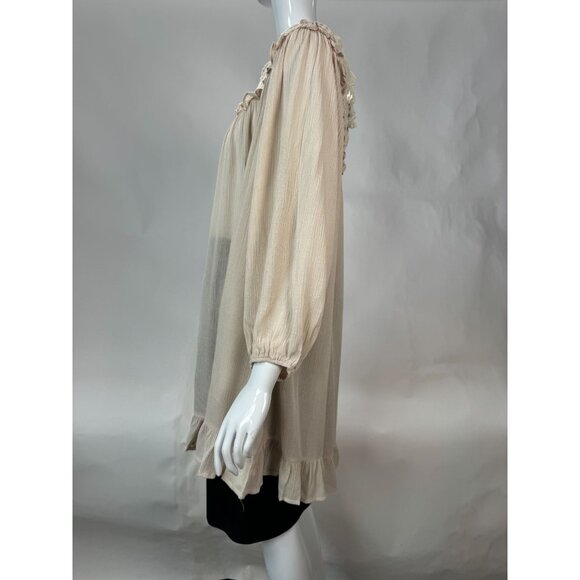 Indigo Soul Natural Rayon & Cotton Tunic With Crochet Yoke & Ruffle Hem X-Large - Picture 9 of 16